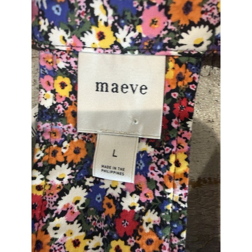 MAEVE x ANTHROPOLOGIE | Sleeveless T-Back Mini Dress Collared Floral | Large - Picture 6 of 13